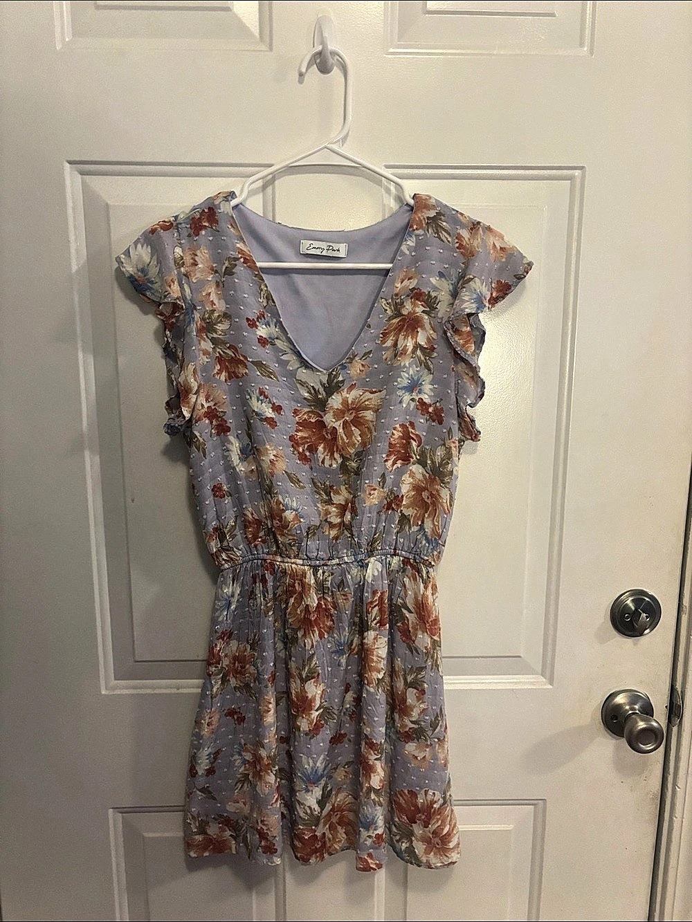 Emory  Park Floral Mini Dress in Blue & Brown Like New
